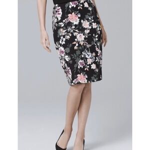 White House Black Market Floral Pencil Skirt Black Multi Color Womens Size 6